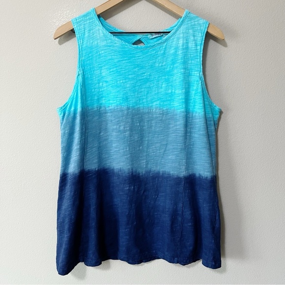 Fresh Produce Ombré Blue Sleeveless Tank Top Keyhole Back Size Medium Beach 90s - Picture 1 of 8